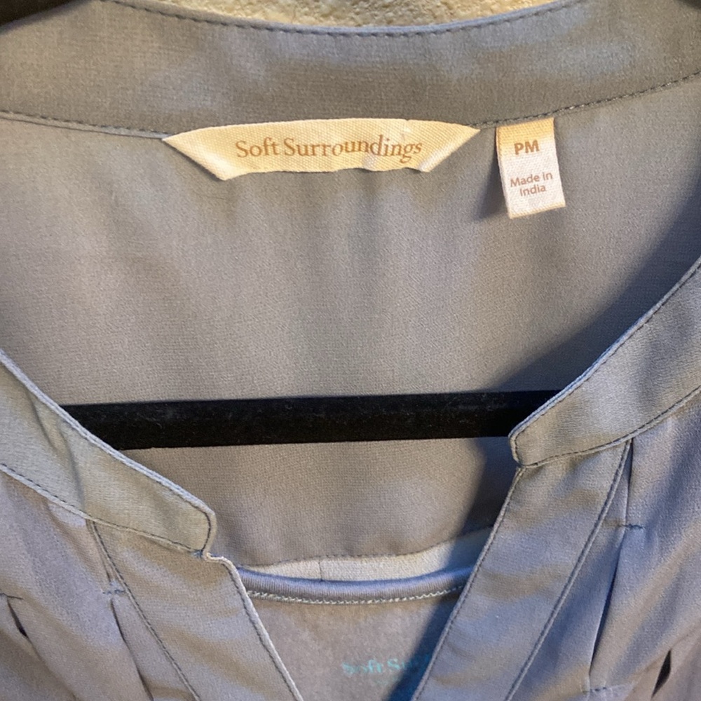 Soft Surroundings Cybele Tunic Periwinkle Floral Pintuck Pleats Blouse w/ Cami - Picture 14 of 16